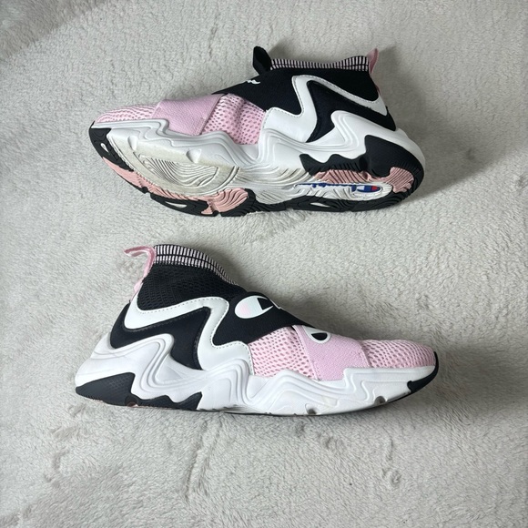 Champion Hyper C (GS) Girls Size 6.5 Y Black Pink No Tie Slip On Sneakers Mesh - Picture 3 of 8